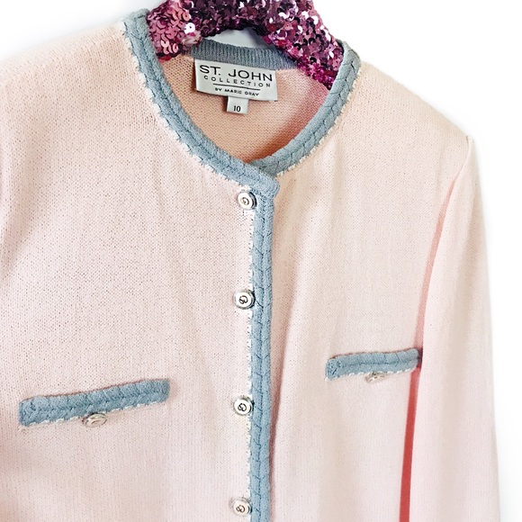 ✨Luxury✨ St. John blush pink knit jacket - Picture 3 of 8